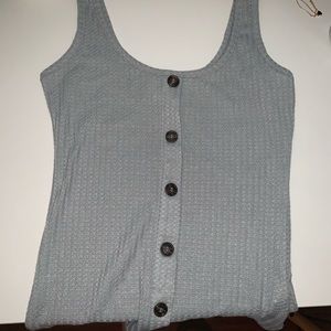 Waffle button down tank top